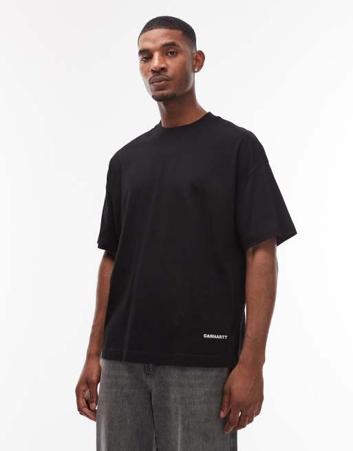 Carhartt WIP - Sort oversized kasseformet T-shirt med print