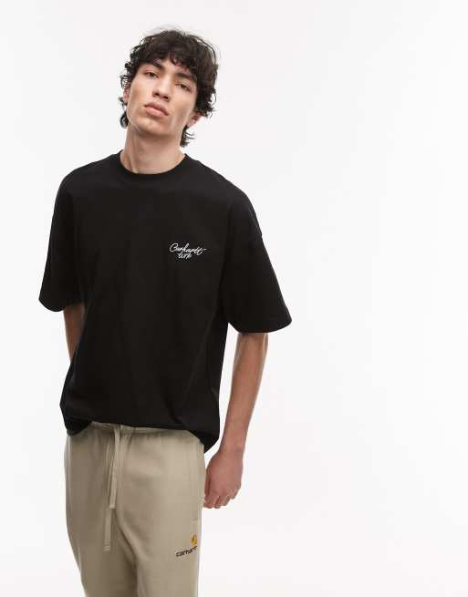 Carhartt WIP - Sort oversized T-shirt med signaturlogo og firkantet pasform