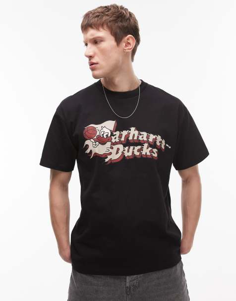 Carhartt WIP - Sort T-shirt med flammende andegrafik - view 1