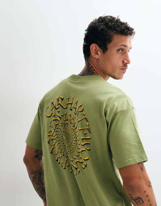 Carhartt WIP spirals back print t-shirt in green, 4 of 5