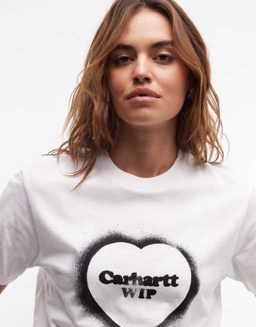 Carhartt WIP spray heart t-shirt in white, 2 of 4