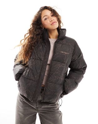 Carhartt WIP springfield paisley puffer jacket in burgundy - ASOS Price Checker