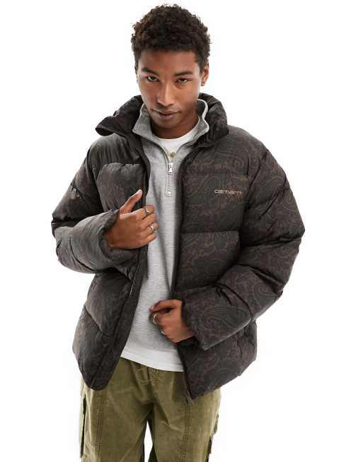 Carhartt WIP – Springfield – Vinröd, paisleymönstrad pufferjacka, 3 av 4