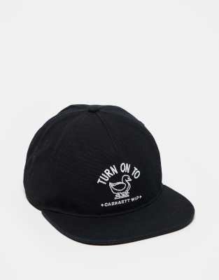 Carhartt WIP stamp flat peak cap in black