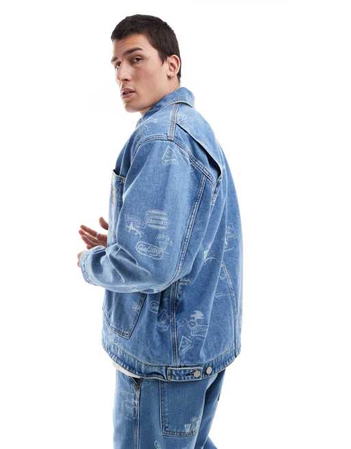 Carhartt WIP stamp print pocket denim jacket in blue | ASOS