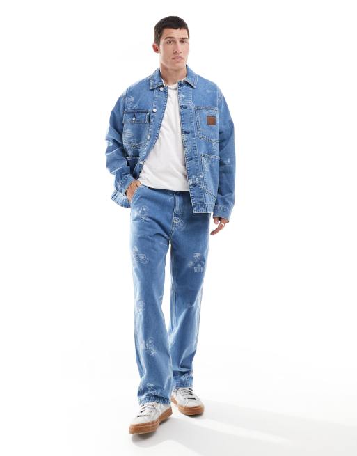 Carhartt WIP stamp print pocket denim jacket in blue | ASOS