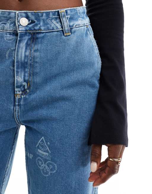 Carhartt WIP stamp print relaxed straight fit jeans in bleach wash, 5 of 5