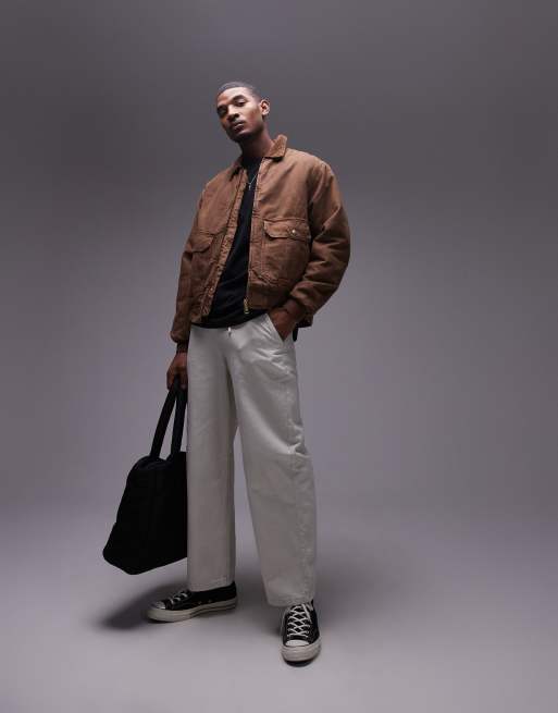 Carhartt WIP stanton zip up jacket in light brown | ASOS