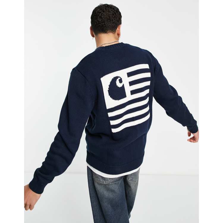 Carhartt WIP state knit sweater in navy | ASOS