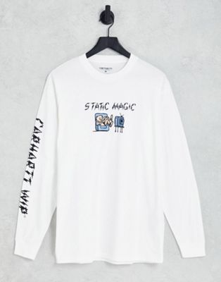 Carhartt WIP static magic print long t-shirt in white