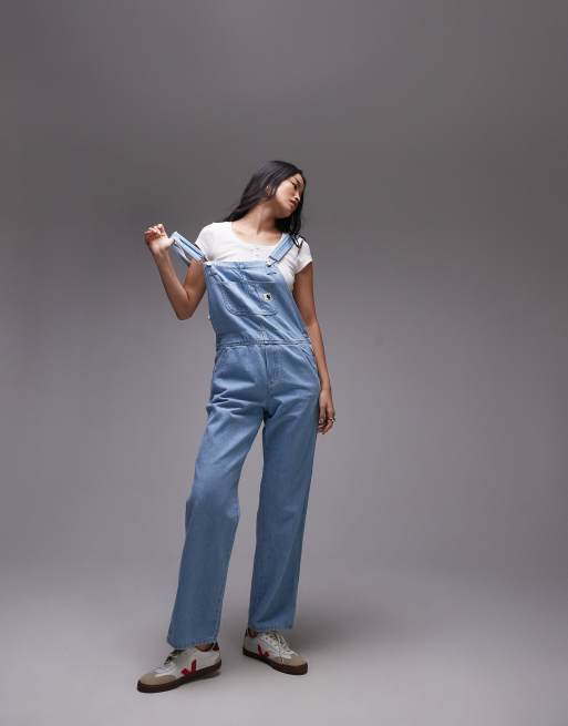 Carhartt WIP straight denim overalls in light blue wash