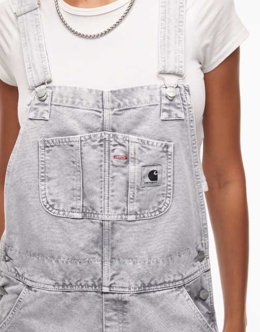 Carhartt WIP straight leg denim bib overalls in gray wash
