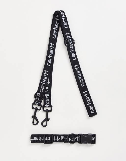 Carhartt WIP – Svart hundkoppel och halsband med texttryck