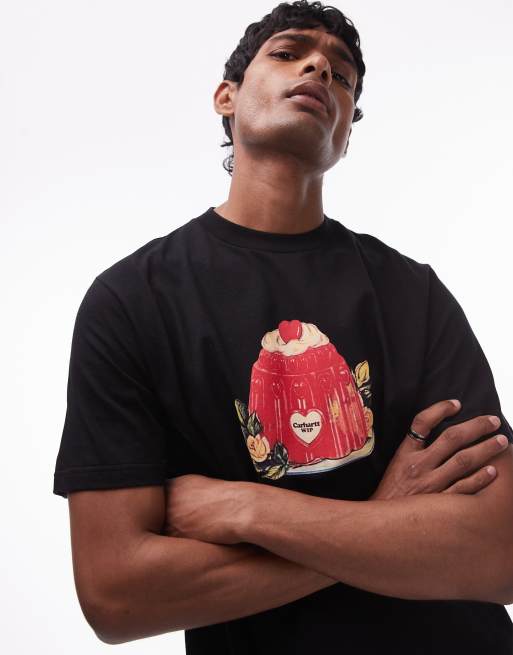 Carhartt WIP – Svart, kortärmad t-shirt med puddingtryck