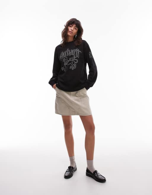 Carhartt WIP – Svart t-shirt med långa ärmar och hackwork-mönster, 2 av 4