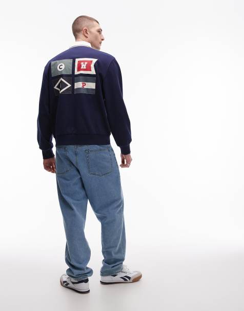Carhartt WIP - Sweat style rugby à imprimé drapeaux - Bleu marine - view 1