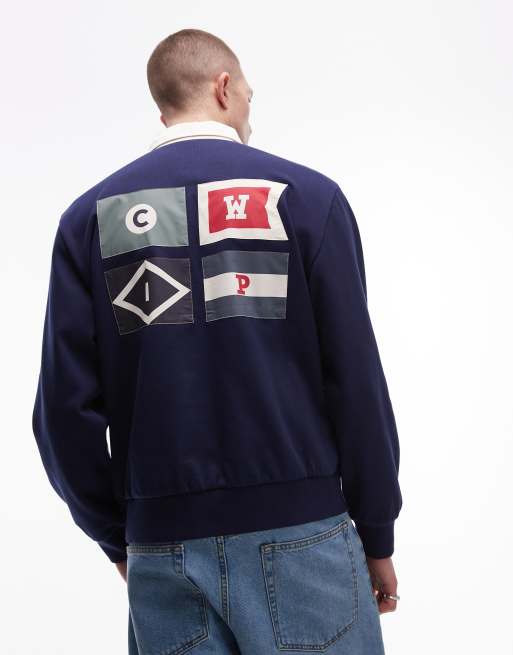 Carhartt WIP - Sweat style rugby à imprimé drapeaux - Bleu marine, 4 de 4