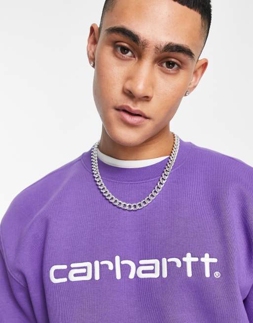 Carhartt WIP - Sweater met geschreven logo in paars, 4 van 4