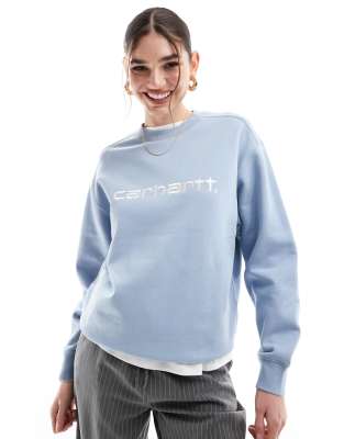 Carhartt WIP - Sweatshirt in Blassblau mit Stickerei