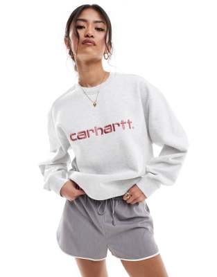 Carhartt WIP - Sweatshirt in Grau mit Logo-Schriftzug