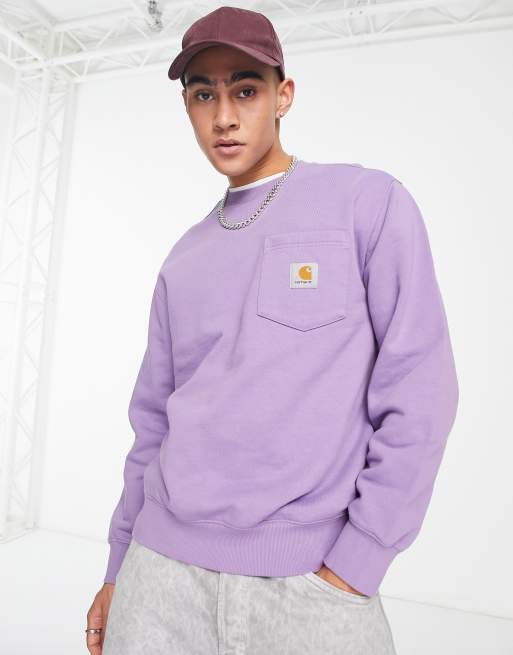 Carhartt WIP Sweatshirt in Lila mit Brusttasche