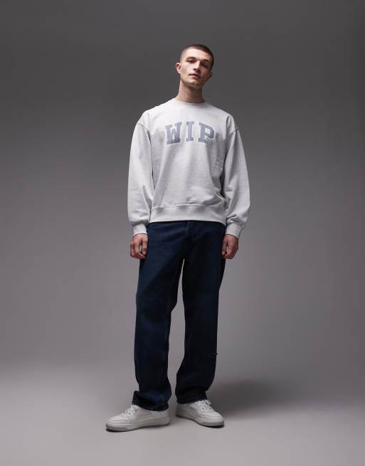 Carhartt WIP - Sweatshirt met collegestijl logo in gemêleerd grijs, 2 van 5