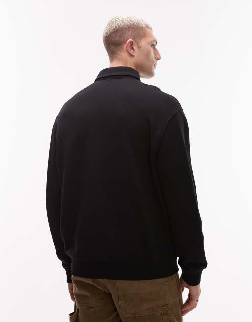 Carhartt WIP - Sweatshirt met polokraag in zwart, 3 van 5