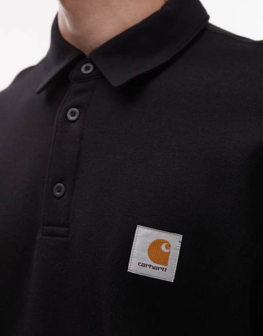 Carhartt WIP - Sweatshirt met polokraag in zwart, 5 van 5