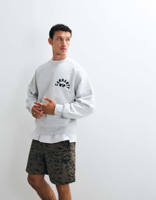 Carhartt WIP Sweatshirt mit Arch-Script-Logo in meliertem Aschgrau, 3 von 5
