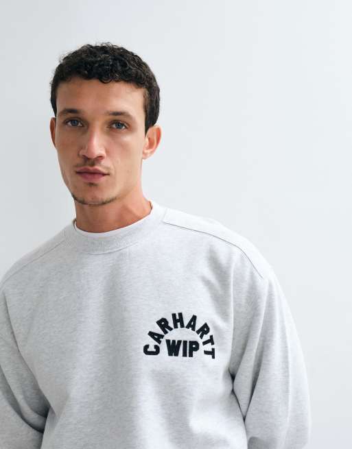 Carhartt WIP Sweatshirt mit Arch-Script-Logo in meliertem Aschgrau, 5 von 5