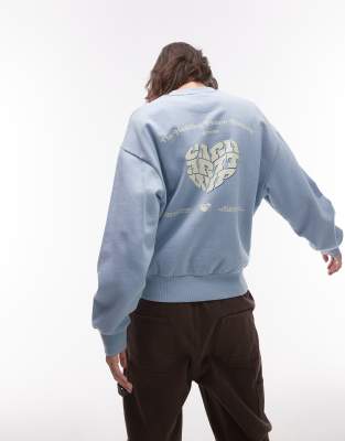 Carhartt Sweatshirt With Heart Back Print In Blue