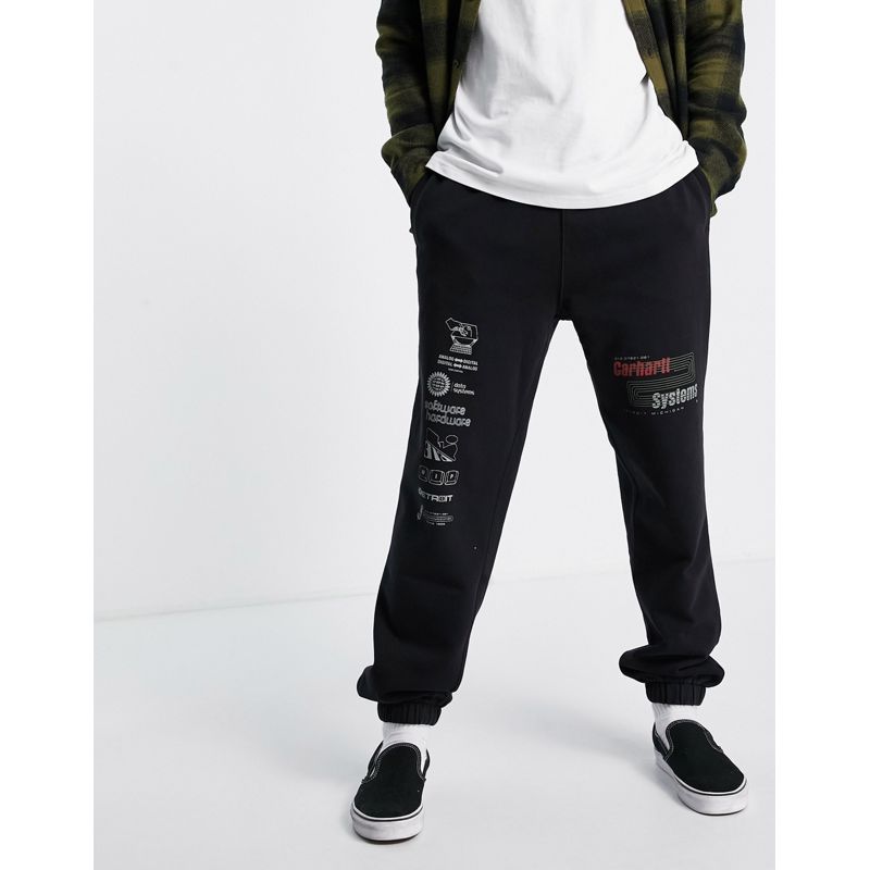 Joggers Uomo Carhartt WIP - Systems - Joggers neri con stampa