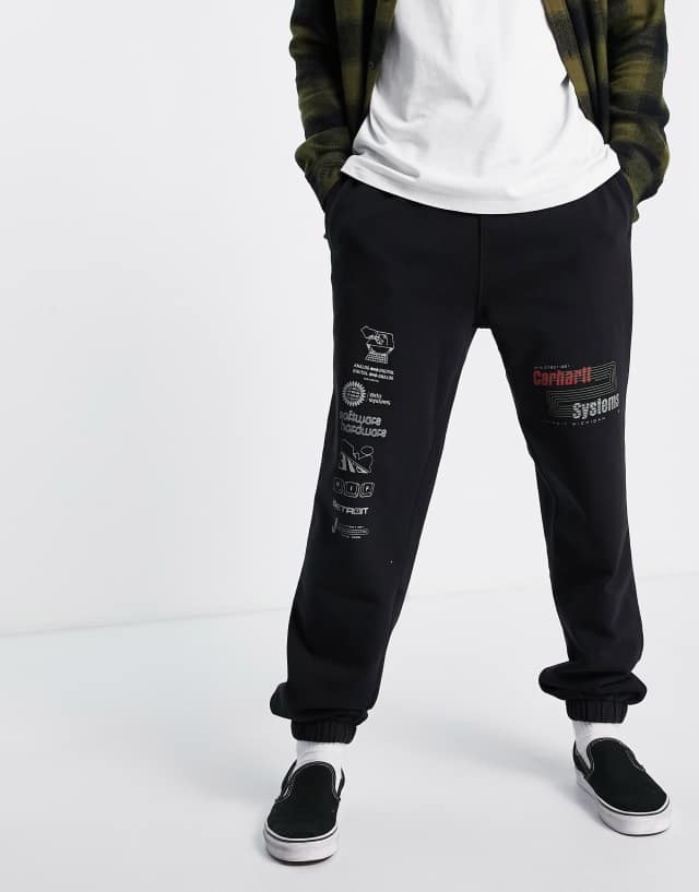 Carhartt WIP systems printed sweatpants in black