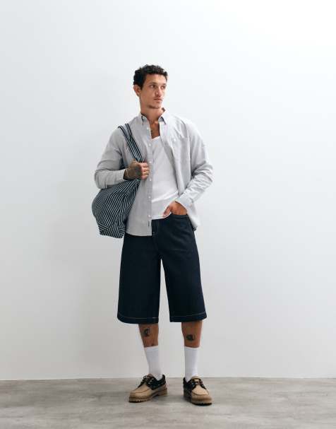 Carhartt WIP – Szara koszula oxford z długimi rękawami i logo - view 1