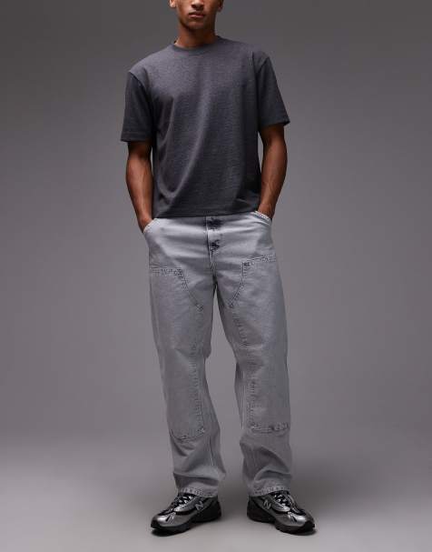 Carhartt WIP double knee relaxed straight fit jeans in grey