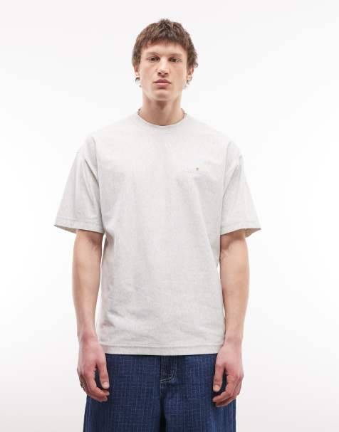 Carhartt WIP – Szary melanżowy T-shirt z naszywką - view 1