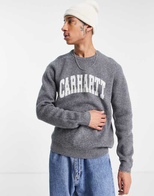 Carhartt WIP – Szary sweter z napisem w stylu uczelnianym