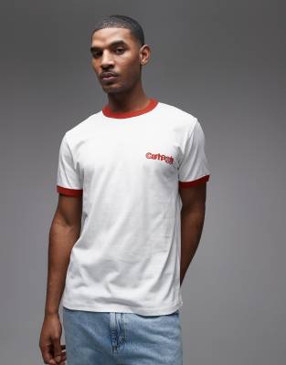 Carhartt WIP - T-shirt à bordures contrastantes - Blanc et rouge