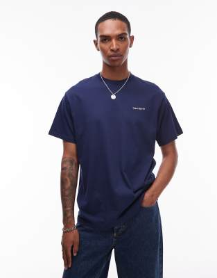 Carhartt WIP - T-shirt à inscription brodée - Bleu marine