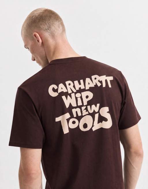 Carhartt WIP t-shirt à logo découpé marron foncé, 6 de 10