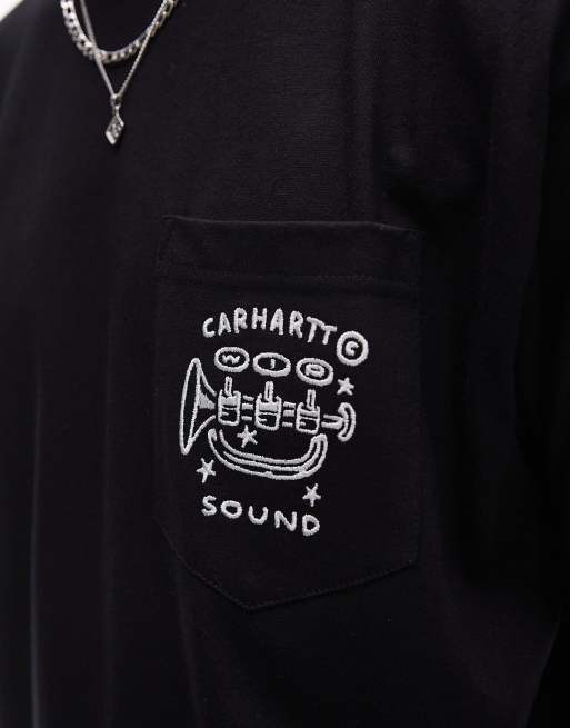 Carhartt WIP - T-shirt à manches courtes avec poche style fragments - Noir, 3 de 4