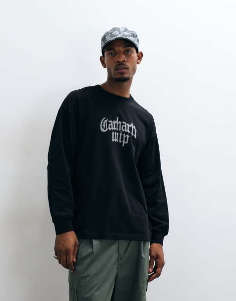 Carhartt WIP t-shirt a maniche lunghe con logo Blackletter nero - view 1