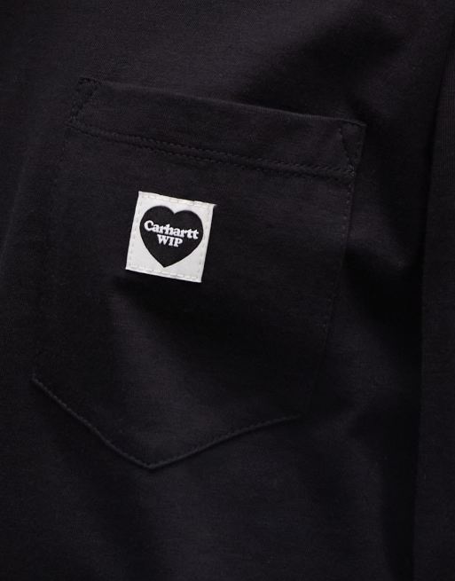 Carhartt WIP T-shirt a maniche lunghe Pocket Small Heart nera, 4 di 4
