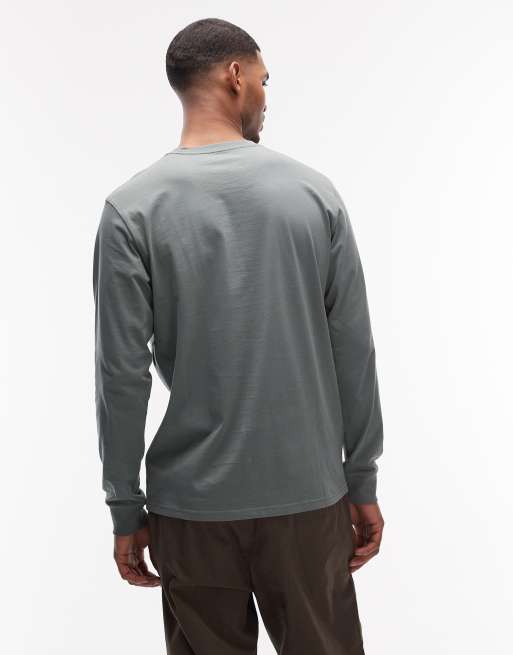 Carhartt WIP - T-shirt a maniche lunghe verde salvia con tasca, 3 di 5