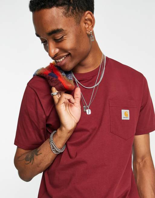 Carhartt WIP - T-shirt à poche - Bordeaux, 3 de 4