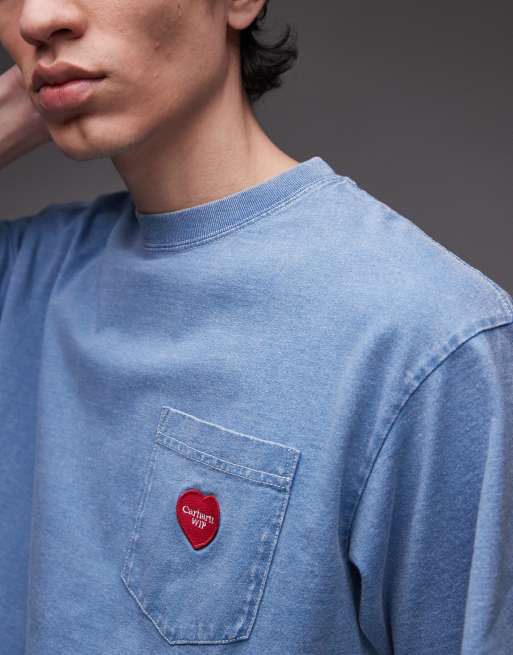 Carhartt WIP - T-shirt avec poche en forme de cœur - Bleu clair, 3 de 4