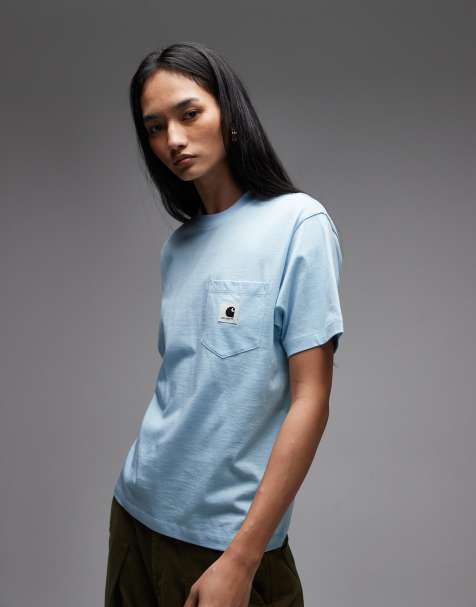 Carhartt WIP - T-shirt azzurra con tasca - view 1