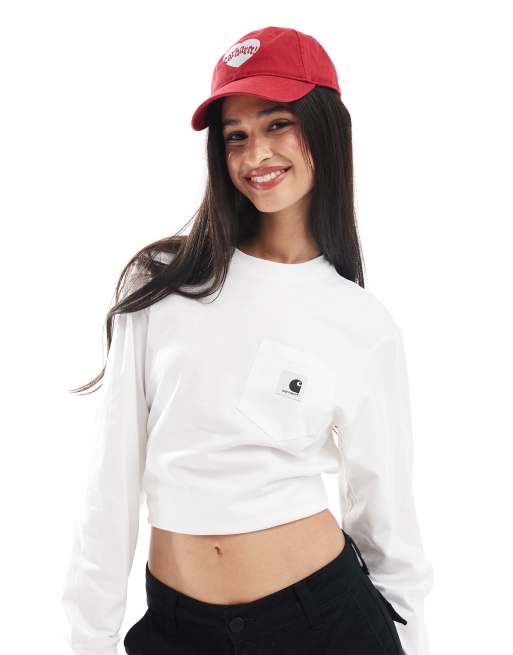 Carhartt WIP - T-shirt bianca a maniche lunghe con tasca
