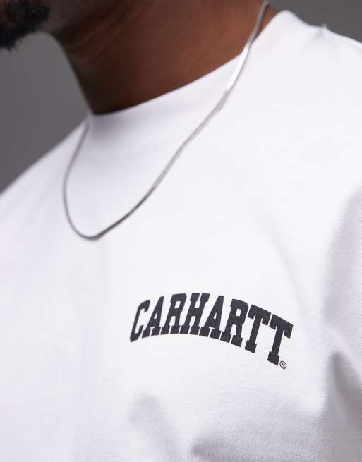 Carhartt WIP - T-shirt con logo con scritta stile college bianca, 3 di 4