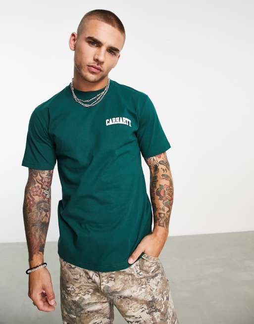 Carhartt WIP - T-shirt con scritta stile college verde